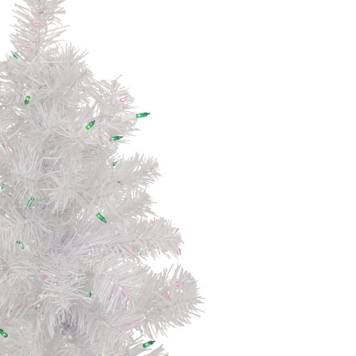 2' Lighted Rockport White Pine Artificial Christmas Tree, Green Lights