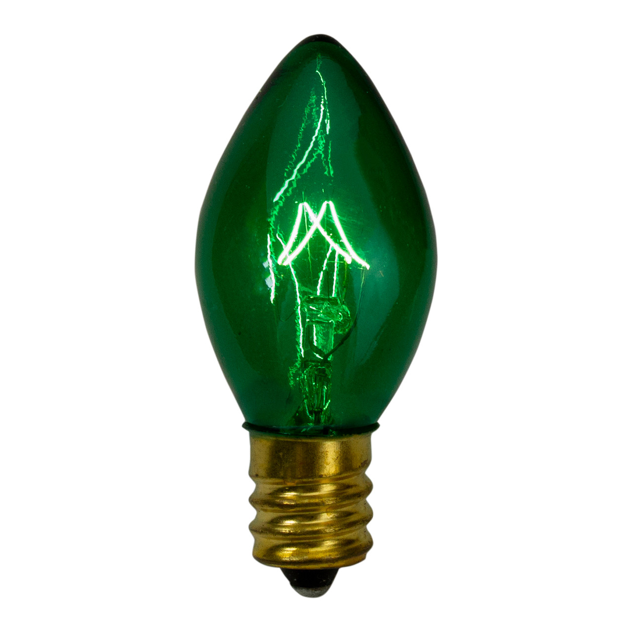 Set of 4 Green C7 Transparent Christmas Replacement Bulbs - 4"