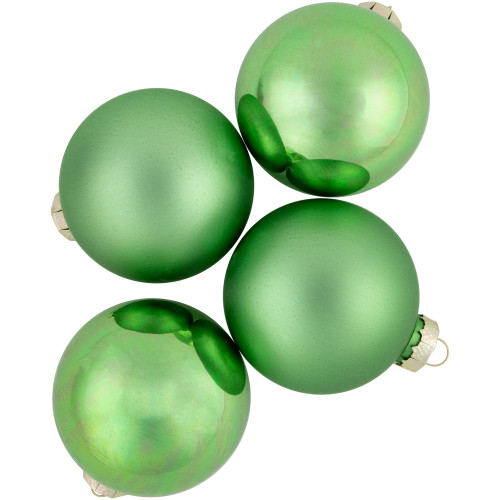 9ct Grass Green Finish Glass Christmas Ball Ornaments 2.5" (65mm)