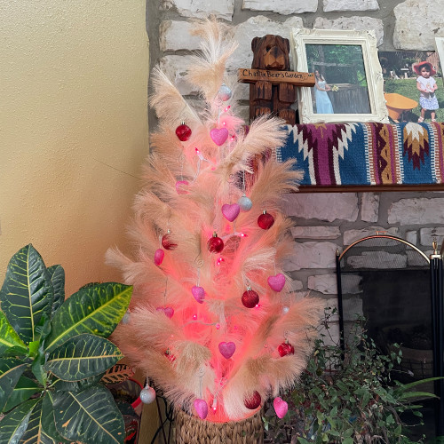 50-Count Pink Mini Christmas Light Set, 10 ft White Wire