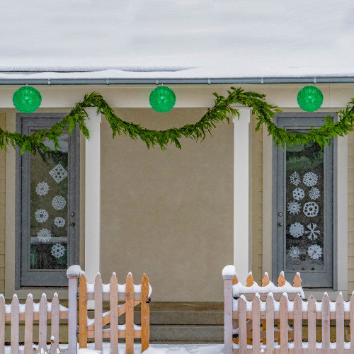 LED Lighted Crystal Sphere Outdoor Christmas Decoration - 6" - Green