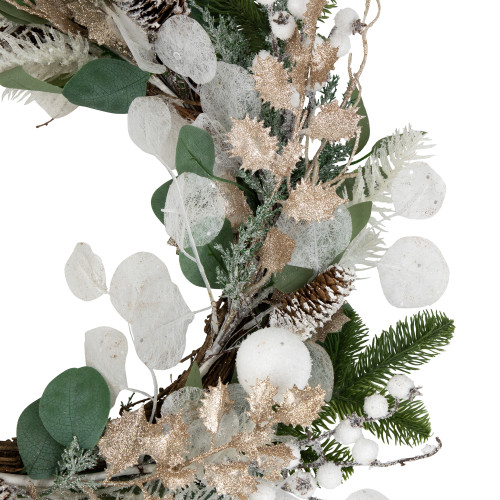 Sage Green and White Artificial Christmas Wreath, 24-Inch, Unlit