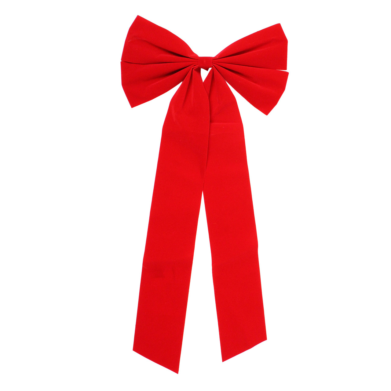 4-Loop Velveteen Christmas Bow Decoration - 12" x 24" - Red