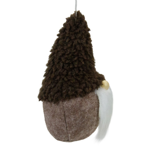 Plush Fleece Gnome Head Hanging Christmas Ornament - 7" - Brown