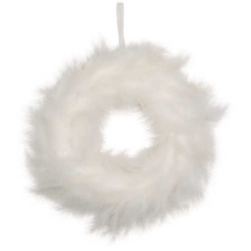Wispy Feather Christmas Wreath - 14.5" - Unlit - Winter White