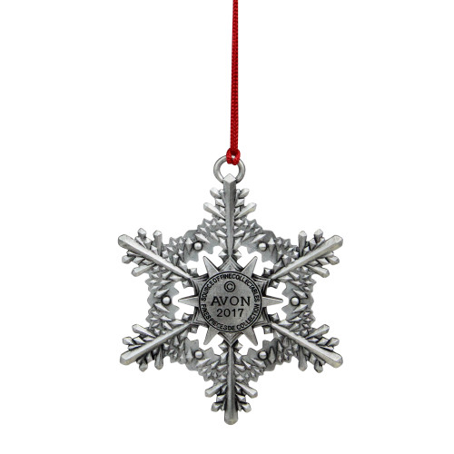 3" Silver and Red Snowflake with Gems '2017' Christmas Ornament