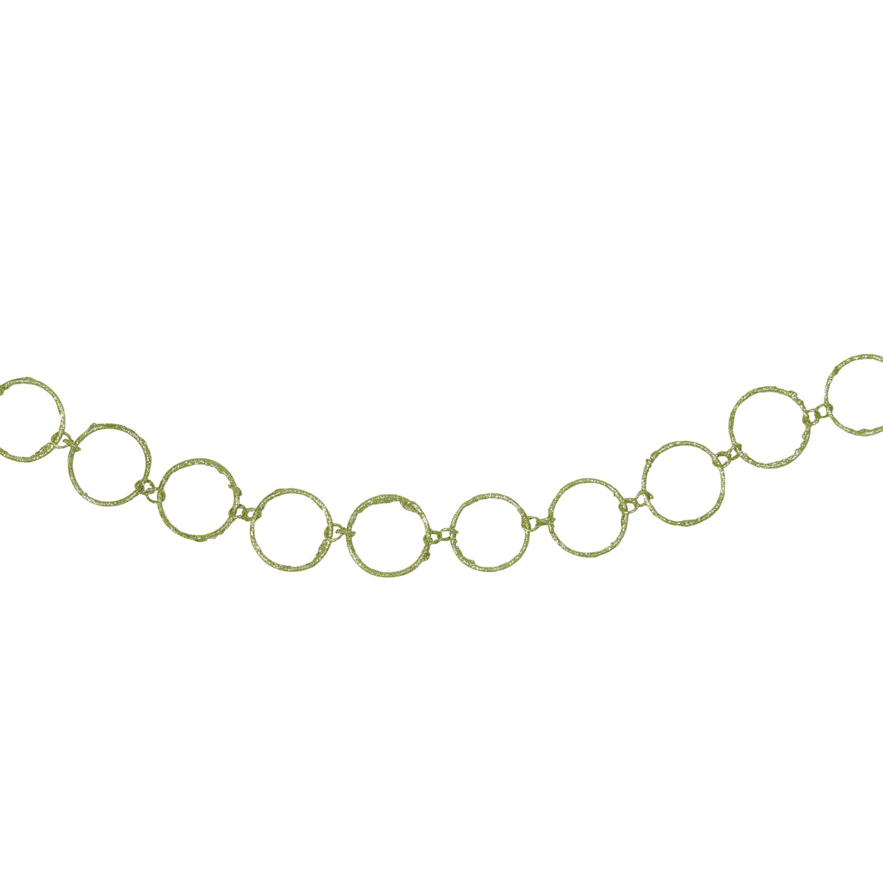 5' x 1.75" Lime Green Glittered Round Ring Chain Artificial Christmas Garland - Unlit