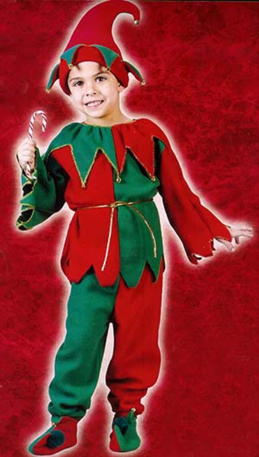 Red and Green Fun Elf Plush Unisex Child Christmas Costume - Medium