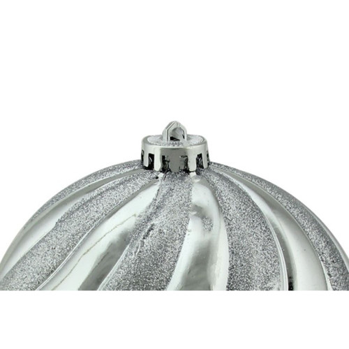 5.5" Silver Swirl Shatterproof 2-Finish Christmas Ball Ornament (140mm)