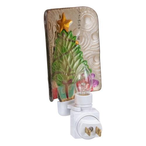 4" Green and Gold Christmas Tree Night Light