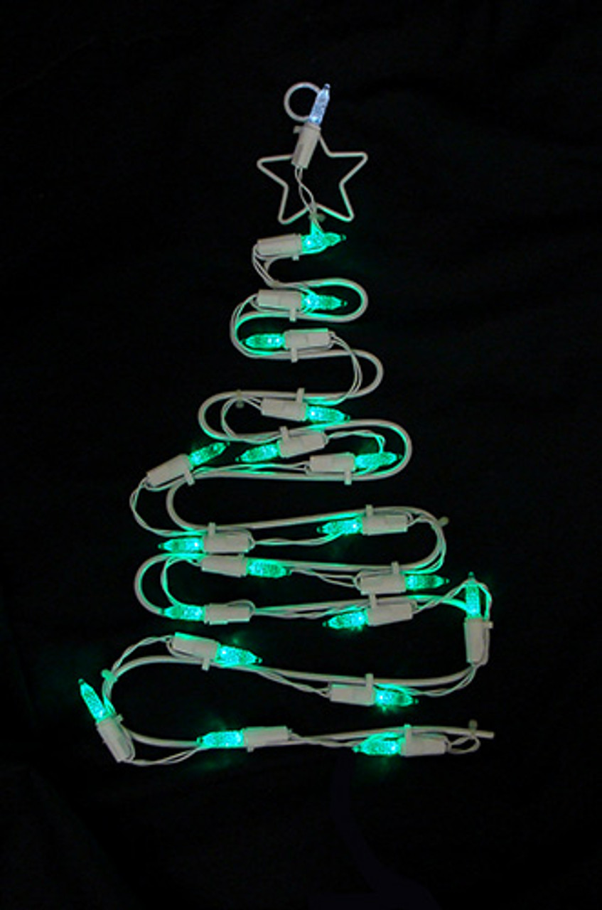 LED Lighted Christmas Tree Window Silhouette Decoration - 12.5" - Green Lights