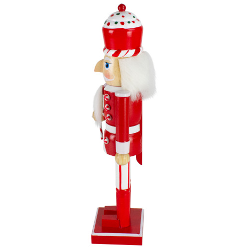 14" Red and White Wooden Candy Cane King Christmas Nutcracker