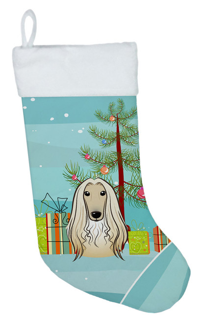 Christmas Tree and Afghan Hound Christmas Stocking BB1616CS