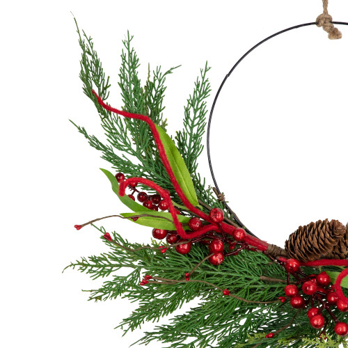 Real Touch?? Mixed Greenery and Berries Artificial Christmas Wreath  - 18" - Unlit