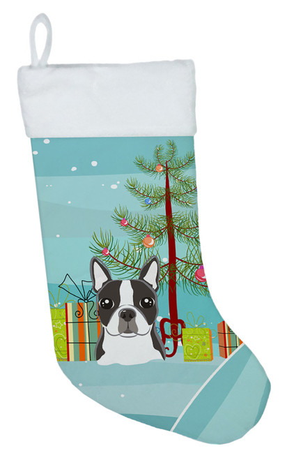 Christmas Tree and Boston Terrier Christmas Stocking BB1575CS