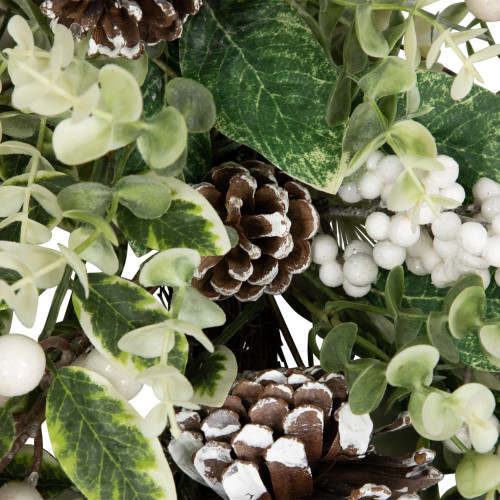 Glittered Berries and Eucalyptus Artificial Christmas Teardrop Swag - 24" - Unlit