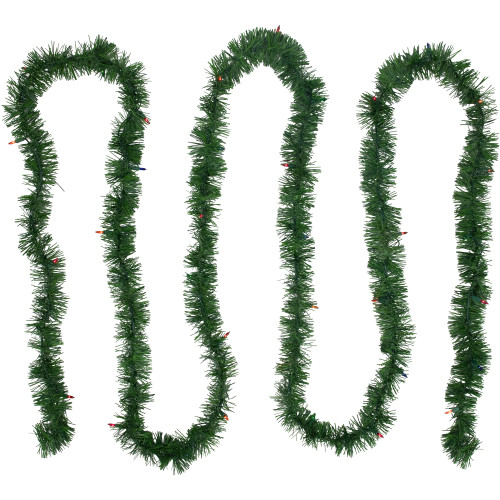 18' x 3" Pre-Lit Pine Two-tone Artificial Christmas Garland, Multicolor Lights