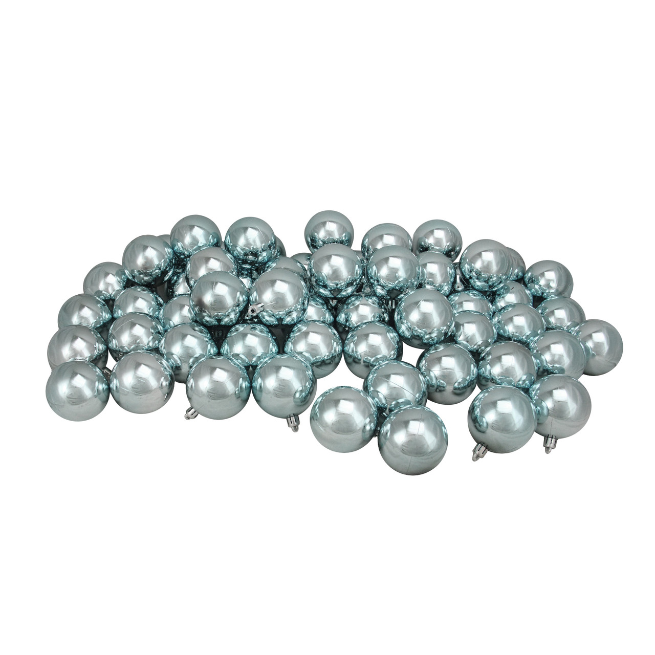 60ct Mermaid Blue Shatterproof Shiny Christmas Ball Ornaments 2.5" (60mm)