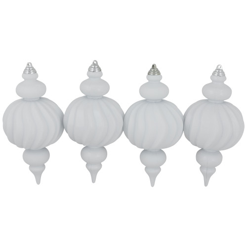 Commercial Size Shatterproof Finial Christmas Ornaments - 10" - White - Set of 4