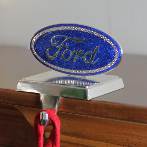5" Blue and Silver Officially Licensed Iconic Ford Logo Christmas Stocking Holder