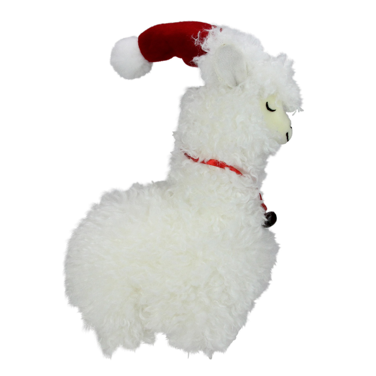 Standing Plush Sleeping Llama with Jingle Bell Necklace Christmas Figure - 13"