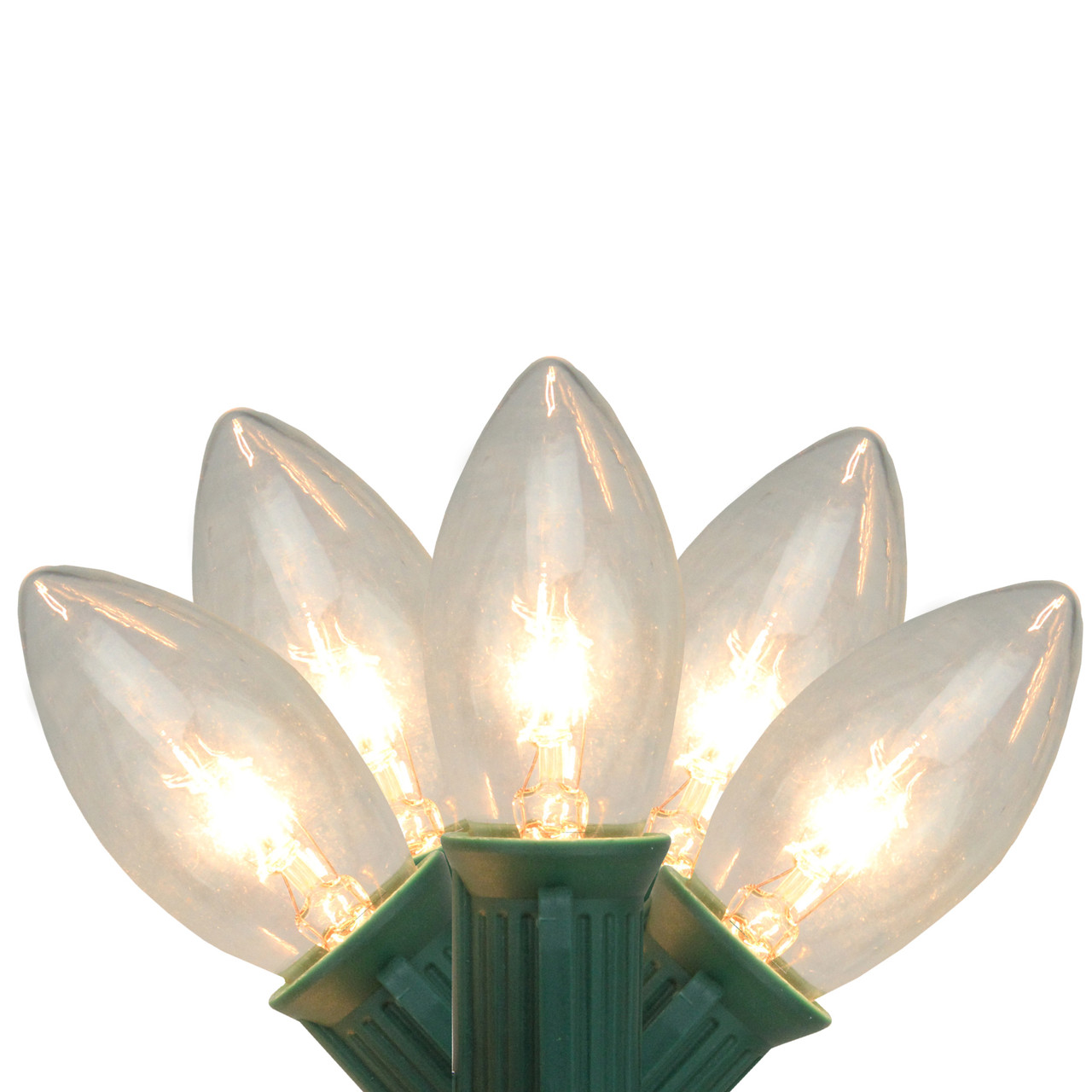 25-Count Clear Transparent C9 Christmas String Light Set, 24ft Green Wire