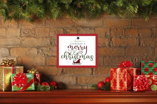 Red Have Yourself a Merry Little Christmas 14.5" x 16.5" Framed Christmas Wall Decor  Sign Poster in a Red Wooden Frame with UV Acrylic and Hangers