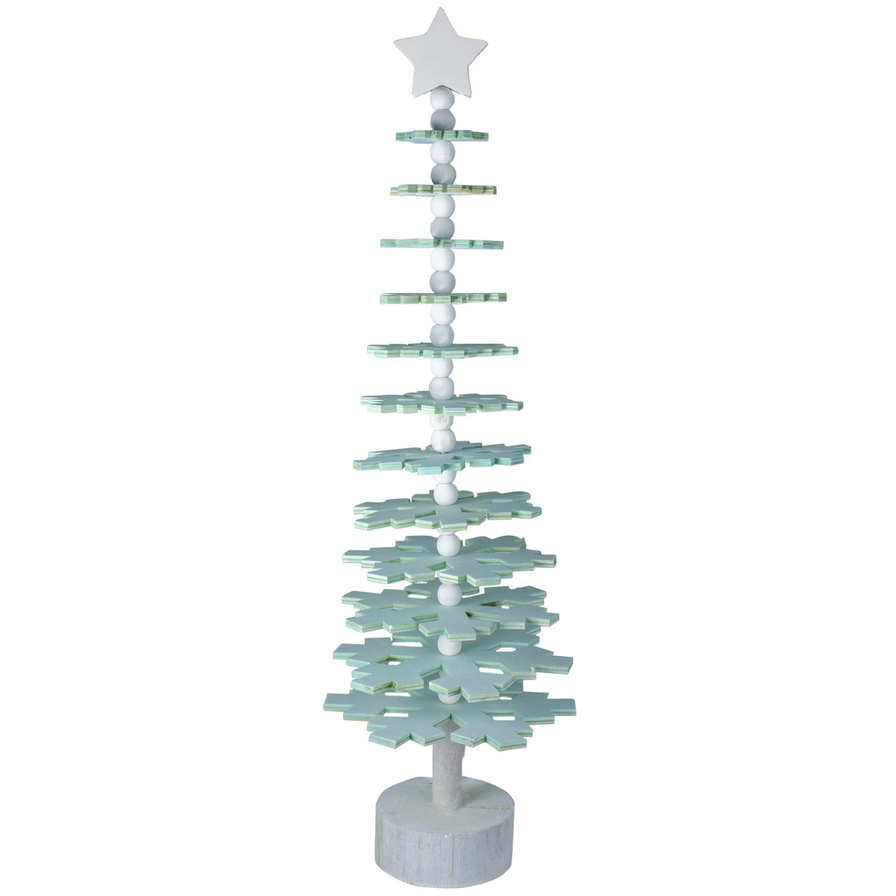 Bead and Snowflake Cutout Christmas Tree with Star Topper Decoration - 23" - Green