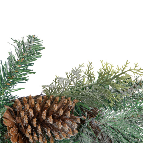 Frosted Mixed Pine and Pine Cones Artificial Christmas Garland - 6' x 9" - Unlit