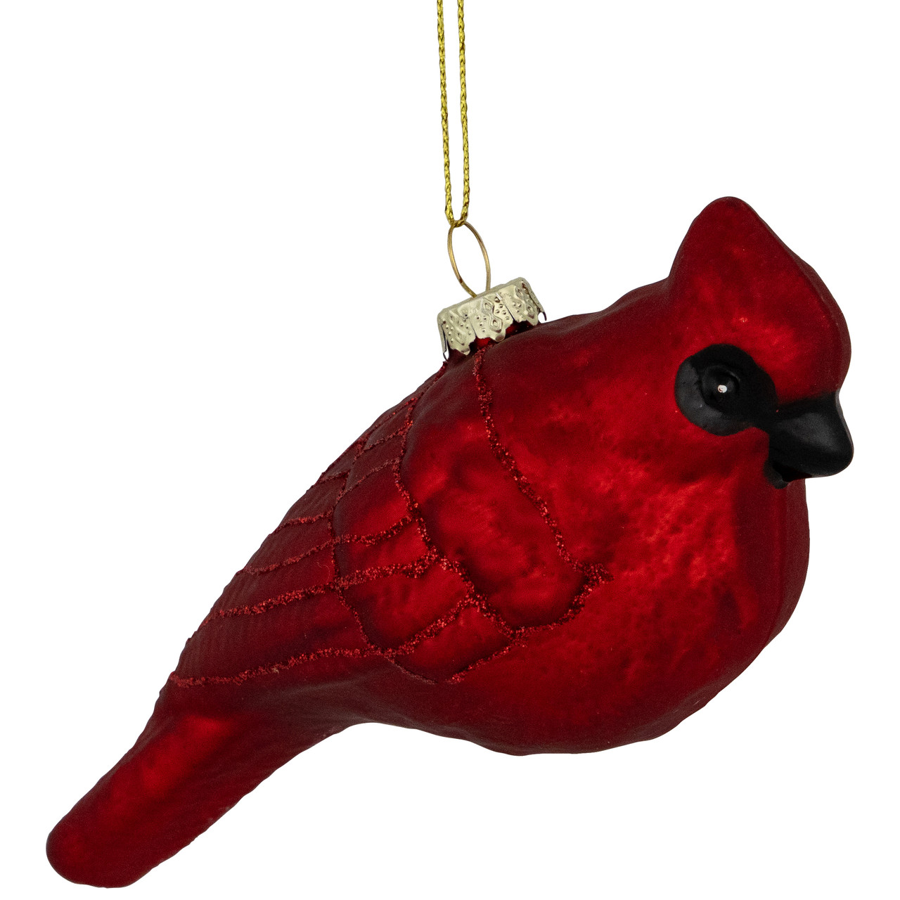 5.5" Red Cardinal Glittered Hanging Glass Christmas Ornament