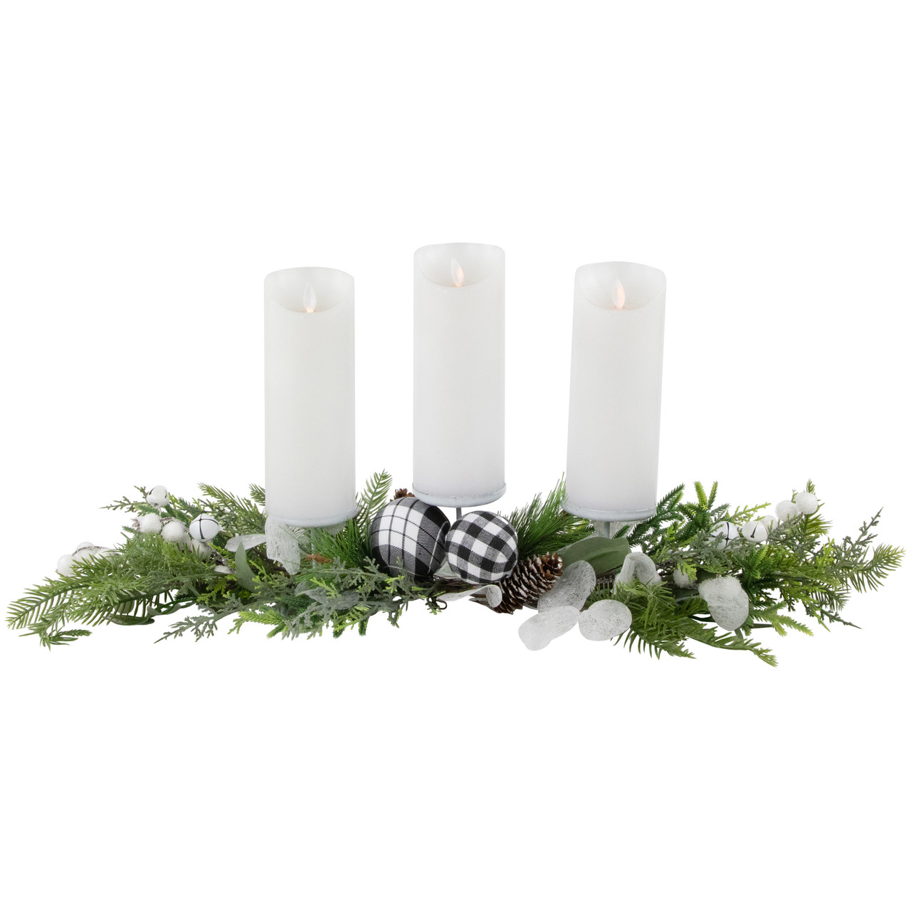 Mixed Foliage and Pinecone Christmas Pillar Candle Holder - 29"