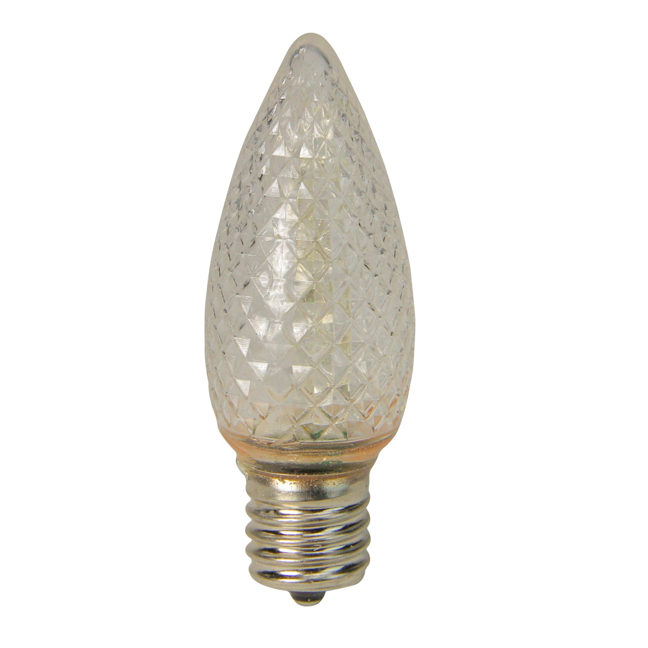 Pack of 4 Faceted Transparent Cool White LED C9 Christmas Replacement Bulbs