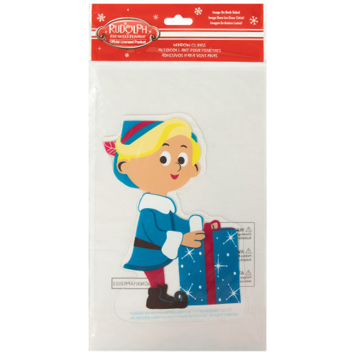 7" Hermey with Christmas Present Double Sided Gel Window Cling Decoration