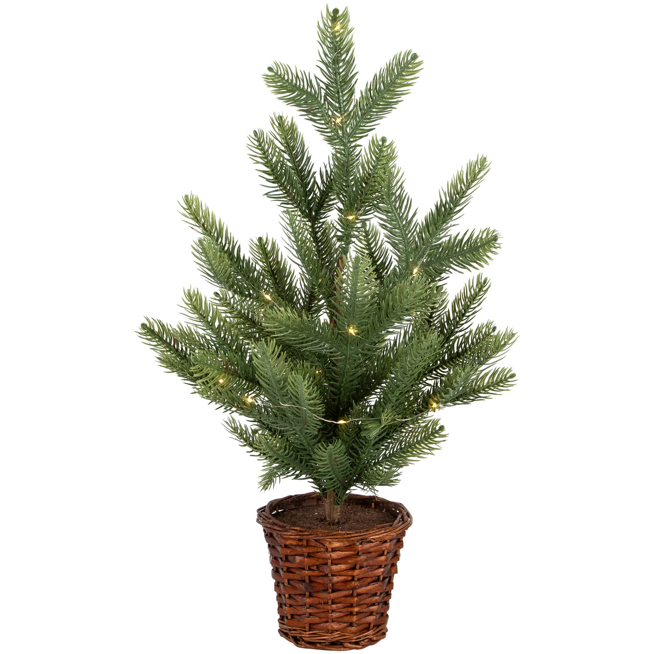 Pre-Lit Artificial Pine Christmas Tree with Basket Base - 20" - Warm White LED Lights