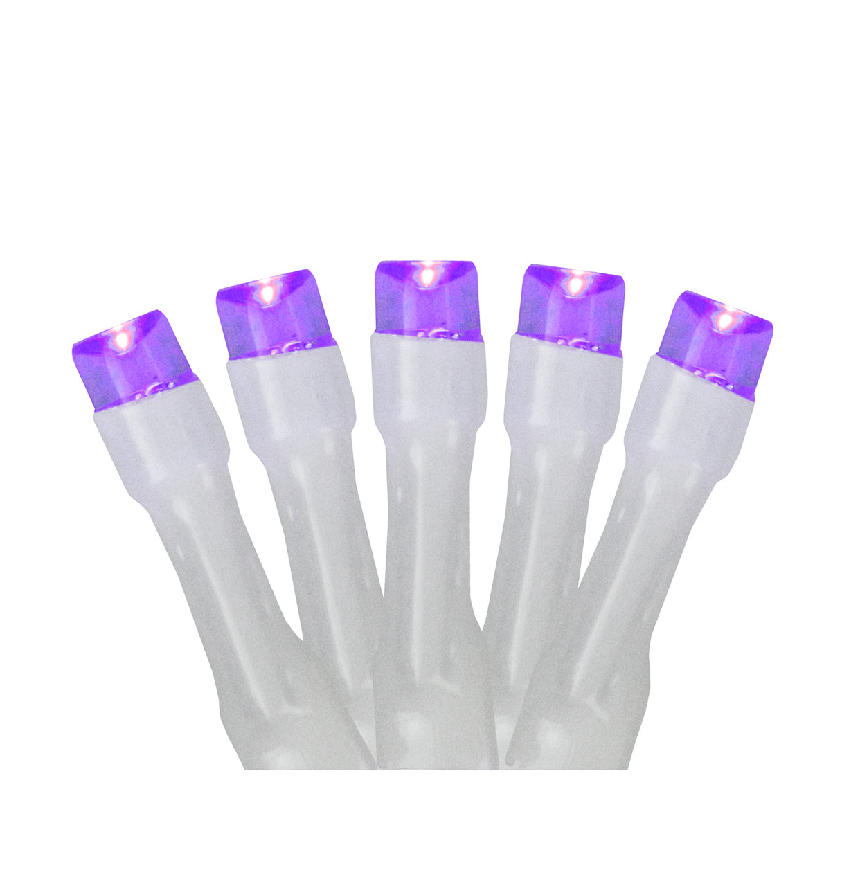 Battery Operated LED Christmas Lights - Purple - 9.5' White Wire - 20ct