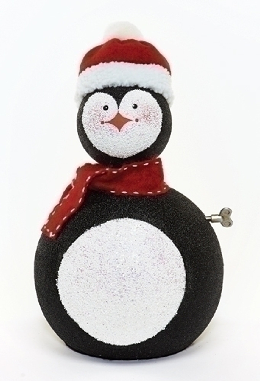 14" White and Black Musical Penguin Christmas Figurine