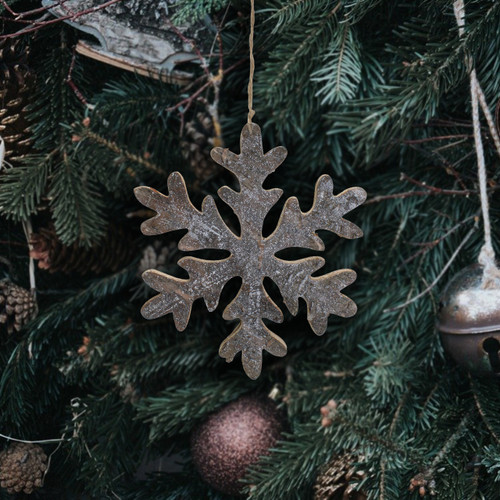 Wooden Snowflake Christmas Ornament - 10" - Silver and Gold