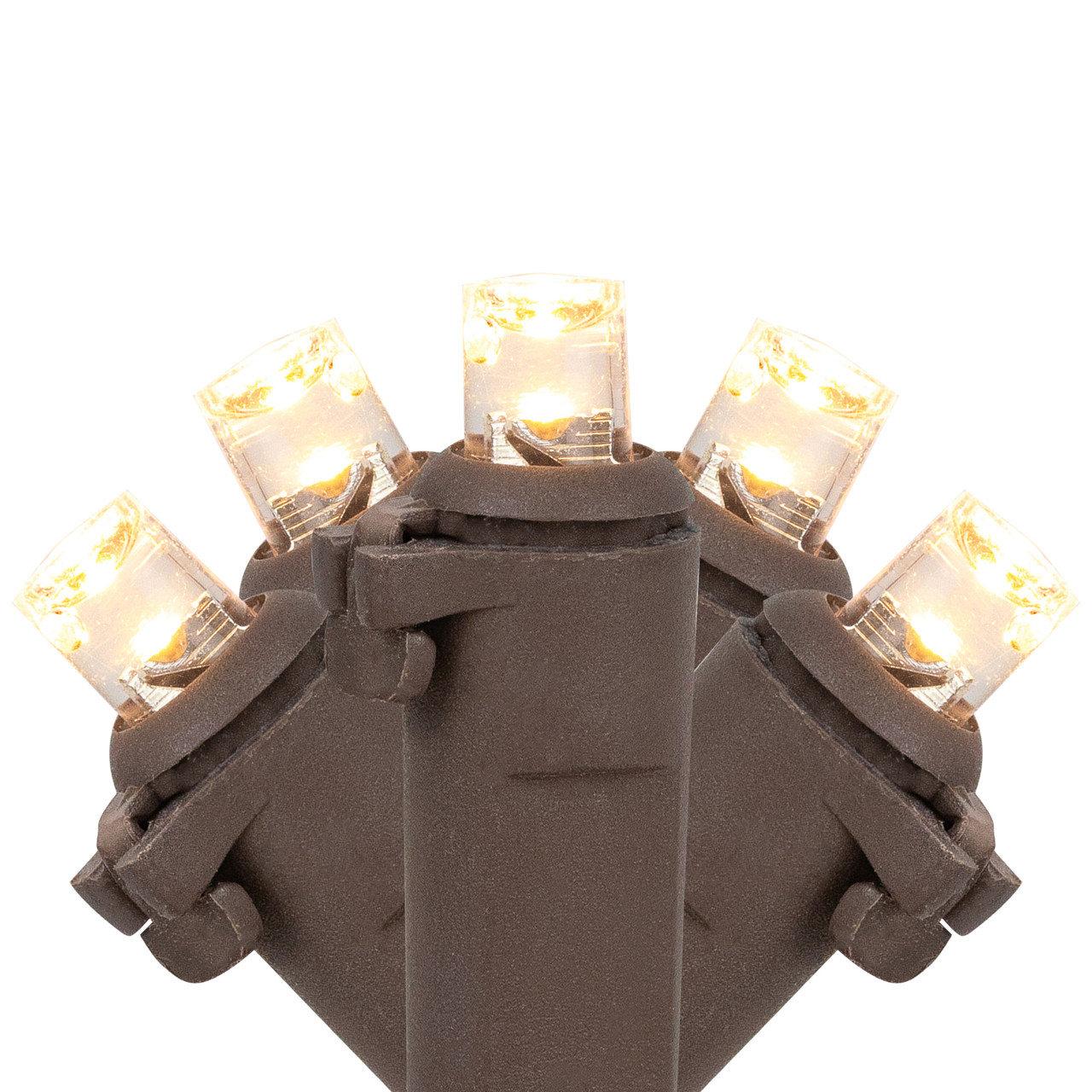 100 Warm White LED Wide Angle Christmas Lights - 33 ft Brown Wire