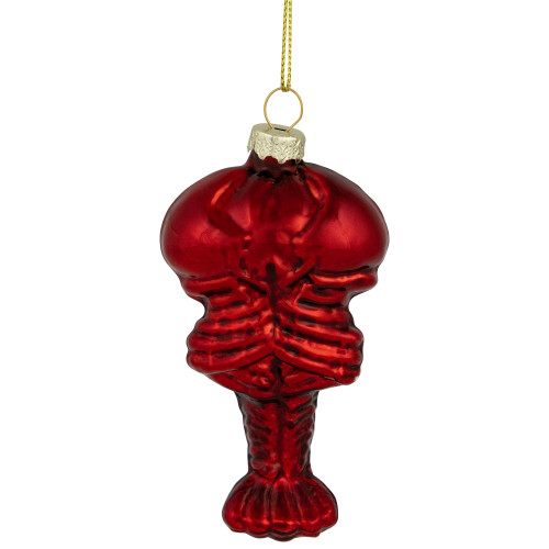 3.5" Shiny Red Lobster Glass Christmas Hanging Ornament