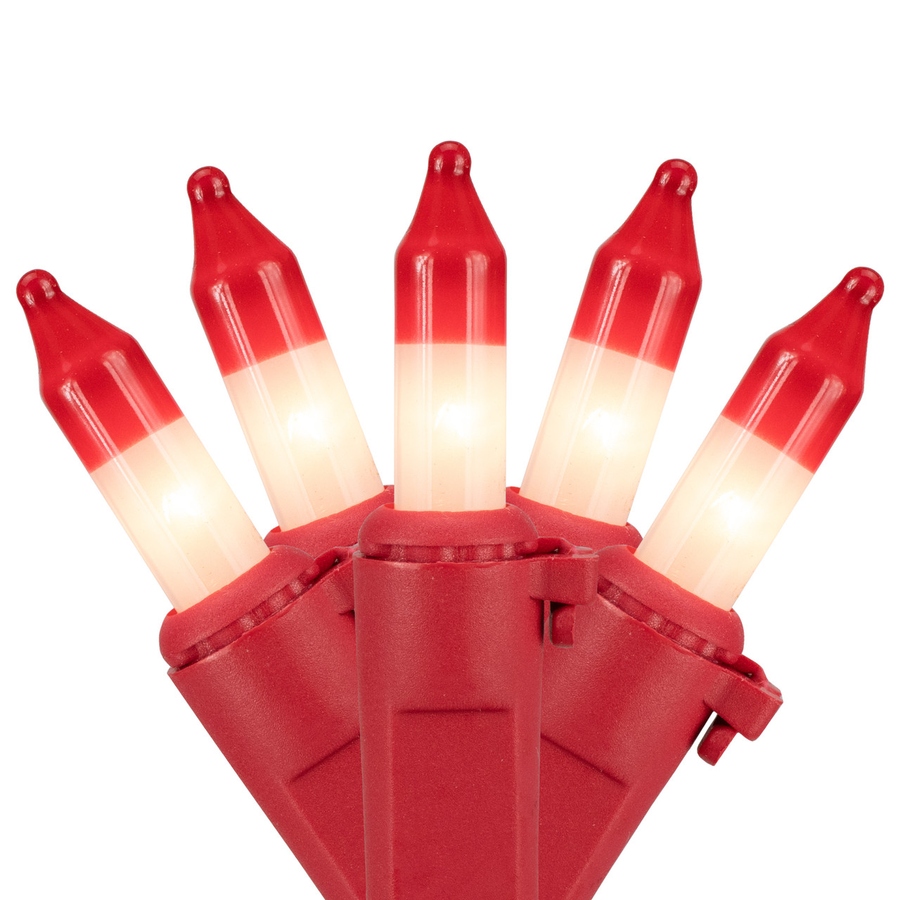 50ct Red and White Peppermint Mini Christmas Light Set - 10' Red Wire