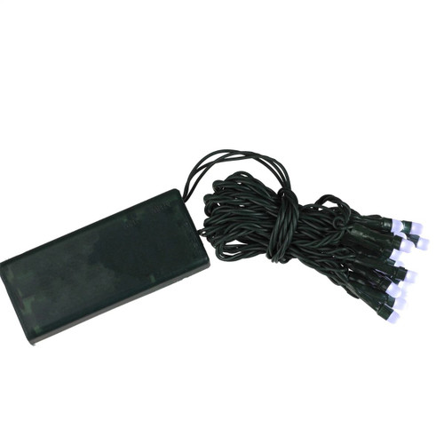 20 Battery Operated White LED Micro Rice Christmas Lights with Timer - Green Wire