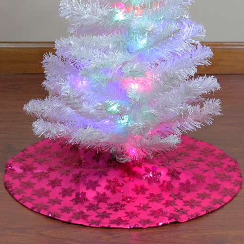 20" Pink Sequin Snowflake Mini Christmas Tree Skirt