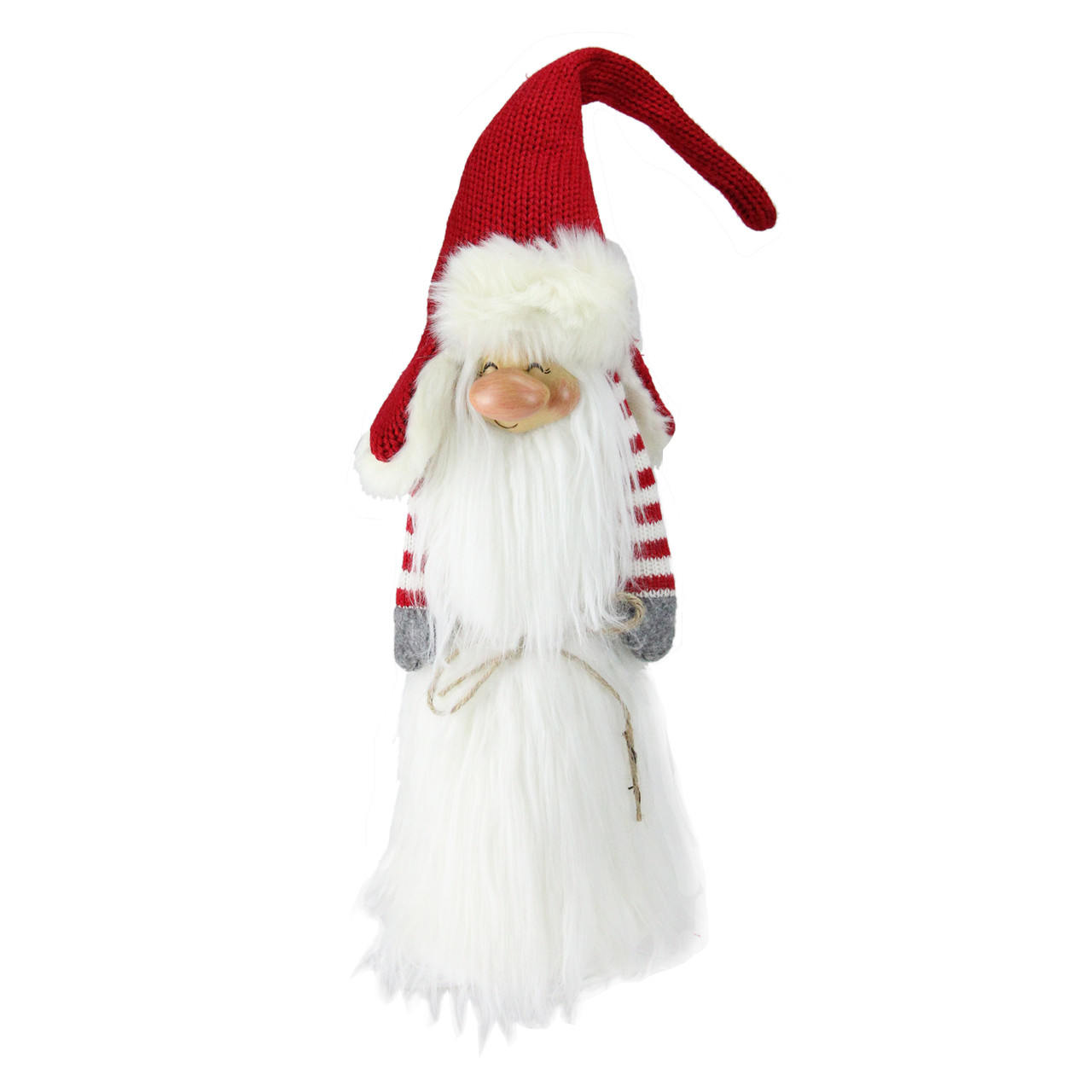 Slim Santa Christmas Gnome with White Fur Suit and Red Hat - 35" - Red and White