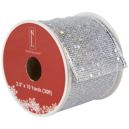 Shimmering Silver Wired Craft Christmas Ribbon 2.5" x 10 Yards