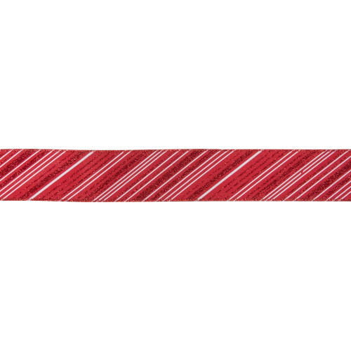 Red and White Striped Christmas Wired Craft Ribbon 2.5" x 10 Yards