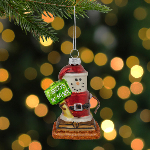 3.5" Santa Smore Glass Christmas Ornament