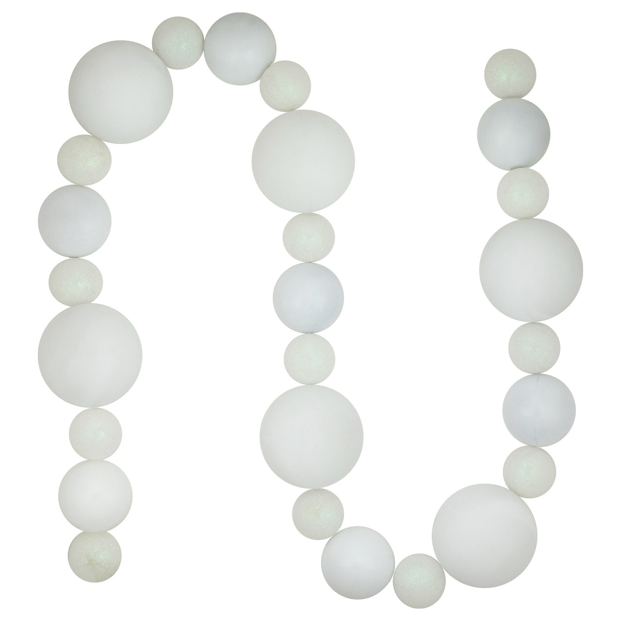 6' White Shatterproof Ball 3-Finish Christmas Garland
