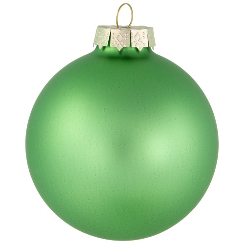 6ct Shiny and Matte Green Glass Ball Christmas Ornaments 3.25" (82mm)