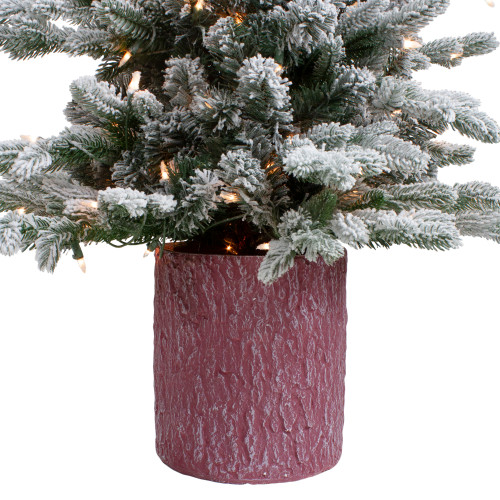 Real Touch?? Pre-Lit Medium Saratoga Spruce Flocked Artificial Potted Christmas Tree 4' - Clear Lights
