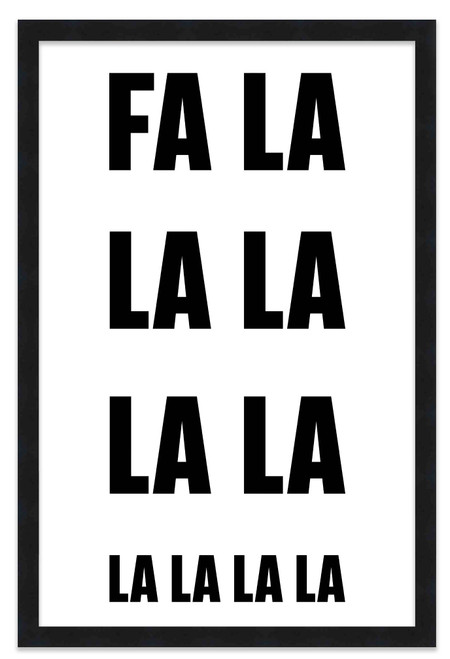 FA LA LA LA 17.5" x 23.5" Framed Christmas Wall Decor Art Print Sign Poster in a Black Wooden Frame with UV Acrylic and Hangers